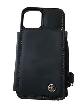 CaseMe Black Leather Wallet Case For iPhone 12 Mini